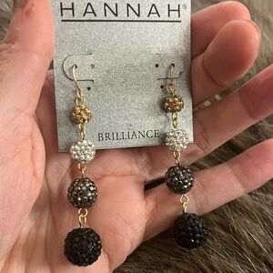 Hannah Gold and Black Dangle Sparkling Earrings